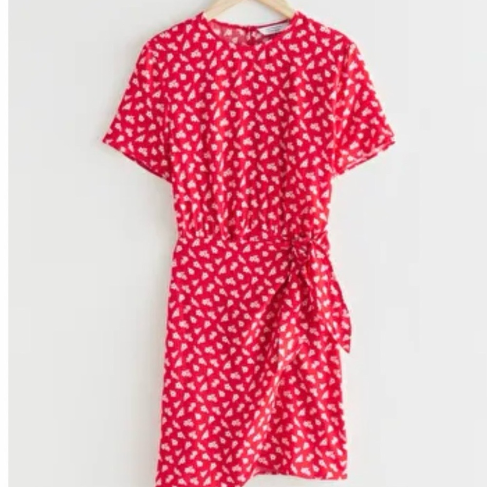 & Other Stories Red Floral Dress